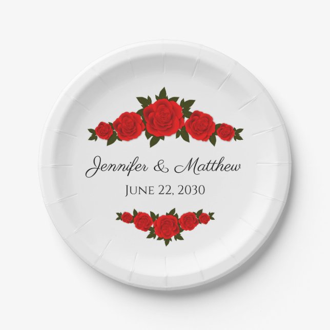 Pratos de Papel Personalizados para Casamento com  (Frente)
