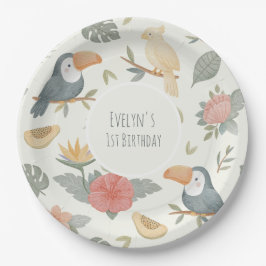 Pratos de Papel Personalizados Safari Toucan Tropi