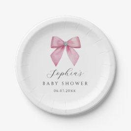 Pratos de Papel Pink Bow Baby Shower