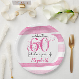 Pratos de papel PINK fabulosos 60 anos de idade