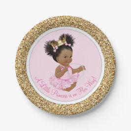 Pratos de papel Pink Gold Princess Baby Shower