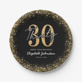 Pratos de Papel Preto Elegante para Aniversário de