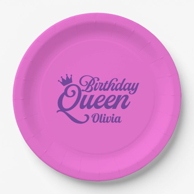 Pratos de Papel Rainha de Aniversário (Frente)