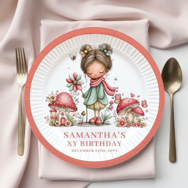 Pratos de Papel Rosa Bege Fancy Fairy 8º Aniversár (Fancy Fairy 8th Birthday Blush Pink Paper Plates)