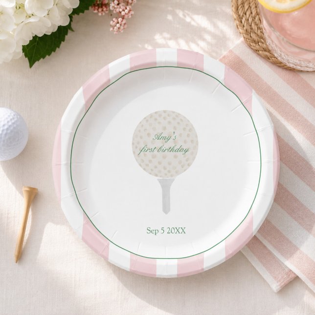 Pratos de Papel Rosa para Festa de Golfe (Criador carregado)