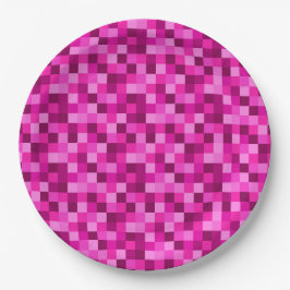 Pratos de Papel Rosa Pixels para Festa, Pratos par