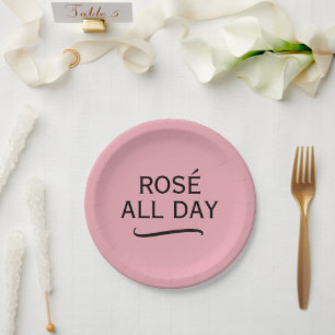 Pratos de papel rosa Rosé All Day para festa sofis