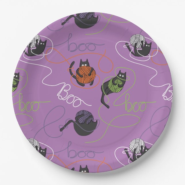 Pratos de Papel Roxo Emaranhados Boo-tifulmente (Frente)