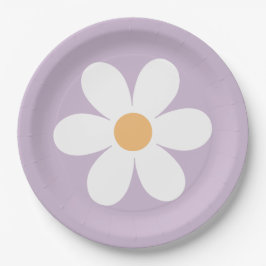 Pratos de Papel Roxo Retro Daisy