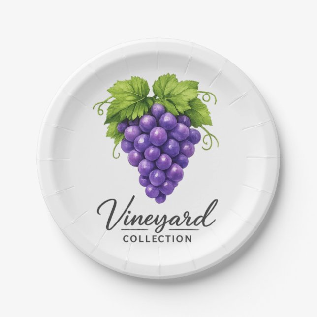 Pratos de Papel Rústicos para Festa de Uvas da Vin (Frente)