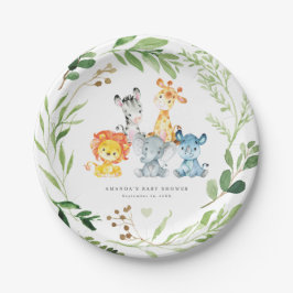 Pratos de papel Safari Jungle Animals Baby Shower