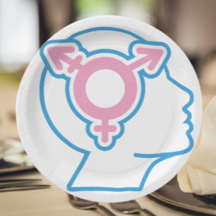 Pratos de Papel Símbolo do Orgulho Trans