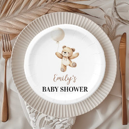 Pratos de Papel Teddy Bear Balloon Baby Shower