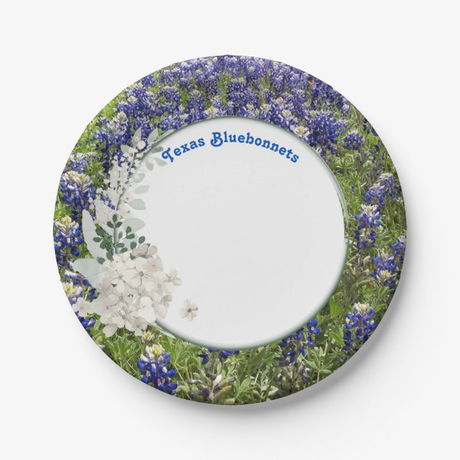 Pratos de Papel Texas Bluebonnet para Festas de Pr (Frente)