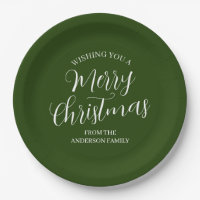 Pratos de Papel Verde Personalizado Feliz Natal