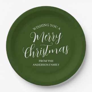 Pratos de Papel Verde Personalizado Feliz Natal