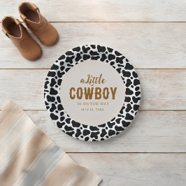 Pratos de Papel Western Cowboy com Estampa de Vaca