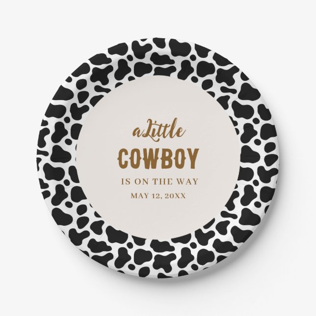 Pratos de Papel Western Cowboy com Estampa de Vaca (Frente)
