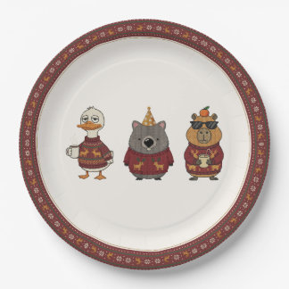 Pratos de Personagens de Festa de Natal de Suéter