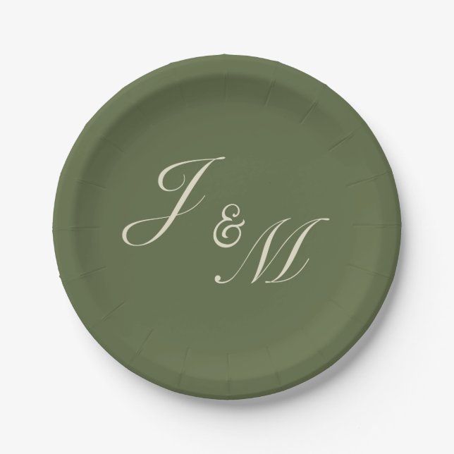 Pratos de Recepção de Casamento Oliva e Bege (Frente)