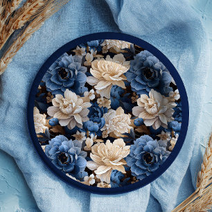 Pratos Decorativos Florais Elegantes em Azul Marin