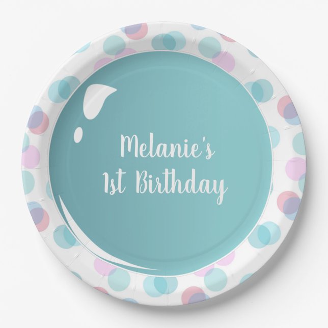 Pratos Divertidos de Bolhas para Aniversário (Frente)