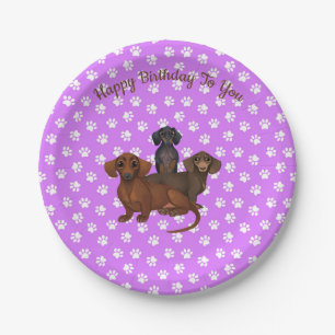Pratos do Partido Dachshund Roxo