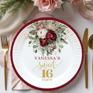 Pratos Florais Rosa Bege Burgundy Boho Sweet Sixte