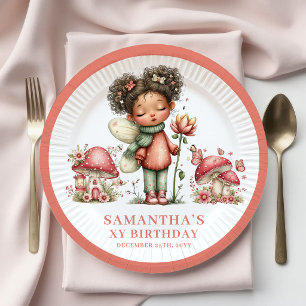 Pratos Florais Rosados de Aniversário de 5 Anos da