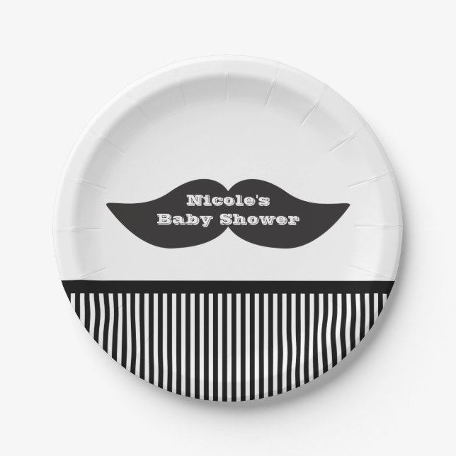 Pratos Modernos para Festa de Aniversário Bigode B (Frente)