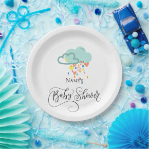 Pratos para Chá de Bebê do Menino Nuvem de Chuva