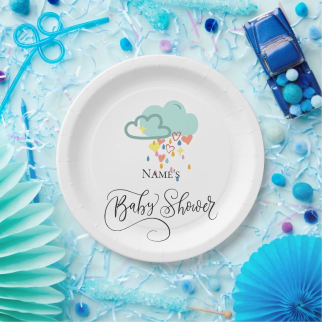 Pratos para Chá de Bebê do Menino Nuvem de Chuva (Festa)