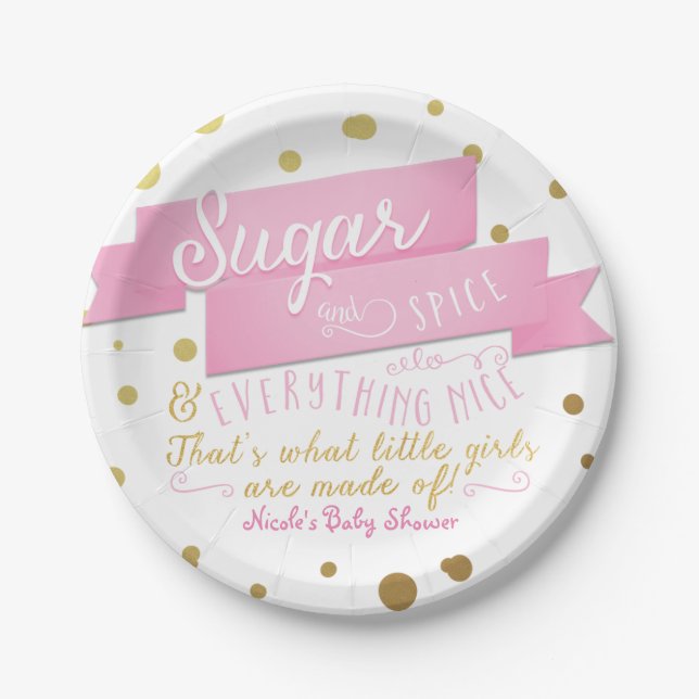 Pratos para Chá de Bebê Sugar & Spice & Everything (Frente)