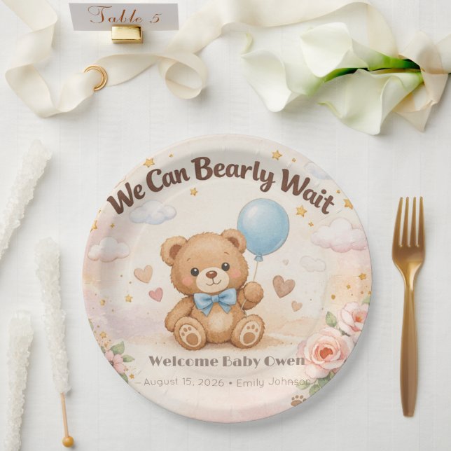 Pratos para Chá de Bebê | Tema Balão de Urso (Casamento)