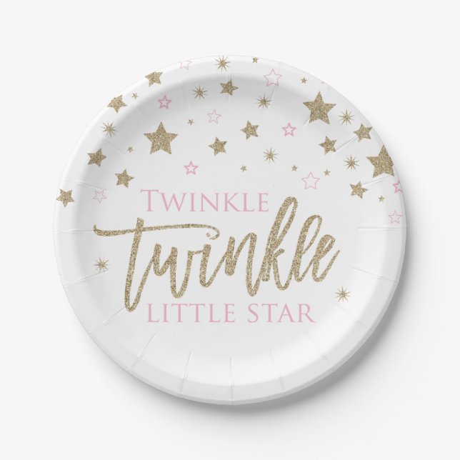 Pratos para Chá de Bebê Twinkle Twinkle Little Sta (Frente)