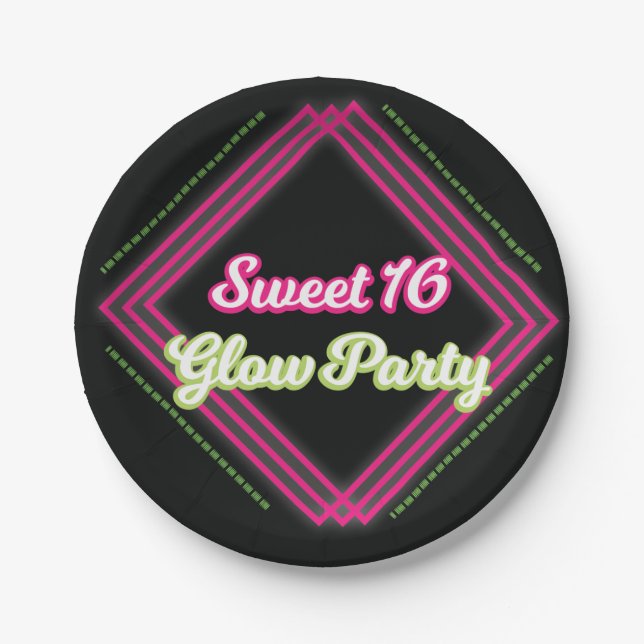 Pratos para Festa Sweet 16 Glow (Frente)