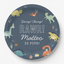 Pratos Personalizados de Aniversário de Dinossauro