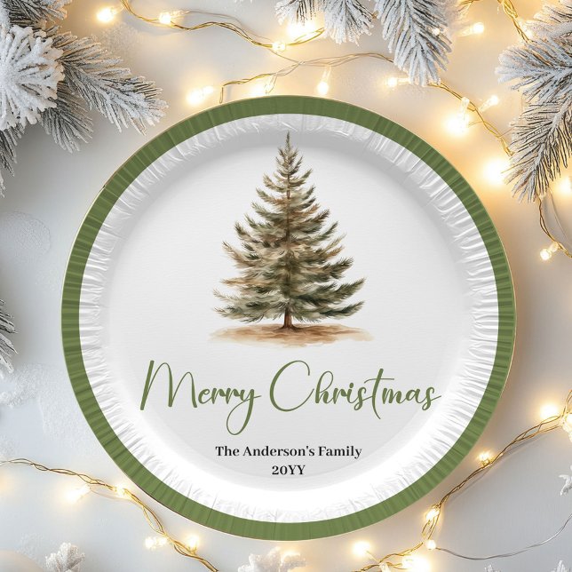 Pratos personalizados Nórdicos de Natal em Script  (Nordic Soft Christmas Script Custom Family Plates)