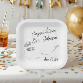 Pratos Quadrados de Papel para Formatura Personali