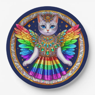 Pratos Rainbow Pride Cat Fairy Angel Party