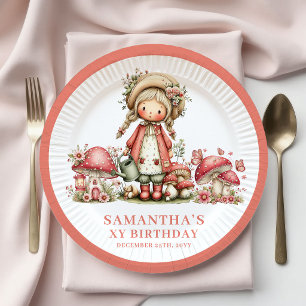 Pratos Rosa Bege Whimsy Fairy 7º Aniversário