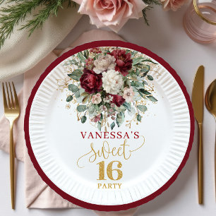 Pratos Rosa Burgundy Blooming Sweet Sixteen