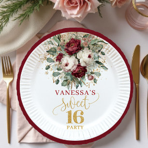 Pratos Rosa Clássico Sweet Sixteen Burgundy