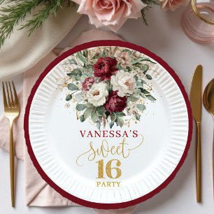 Pratos Rosa Velho Burgundy Elegantes para Sweet Si