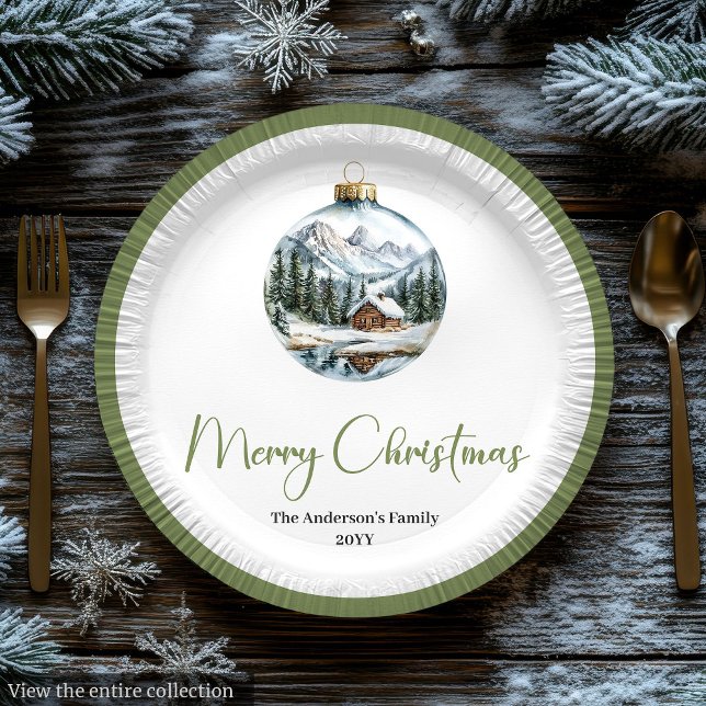 Pratos Rústicos de Natal de Cena de Inverno Boêmio (Chic Bohemian Winter Scene Rustic Christmas Plates)