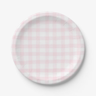 Pratos xadrez simples gingham rosa