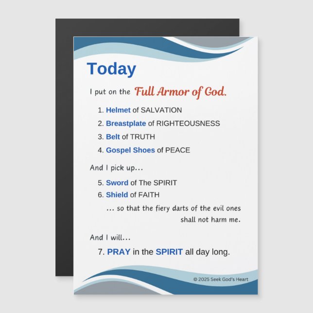 Prayer Magnet - Full Armor of God - 7"x5" (Frente/Verso)
