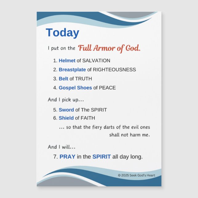 Prayer Magnet - Full Armor of God - 7"x5" (Frente)