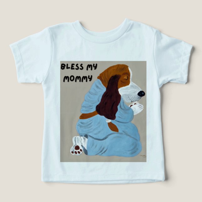 Praying Basset Hound Puppy, "Bless My Mommy" (Design frontal)