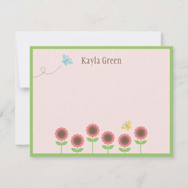 Precioso Blooms Flat Cartões de agradecimentos (Frente)